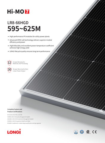 Купити Сонячна панель 625Вт Longi Solar LR8-66HGD-625M Hi-MO 7