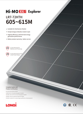 Купить Солненая панель 610Вт Longi Solar LR5-72HTH-610M Hi-MO6